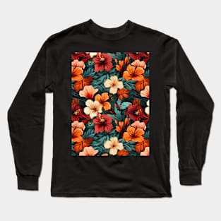 #31 Floral Pattern. Hibiscus Flower Pattern. Long Sleeve T-Shirt